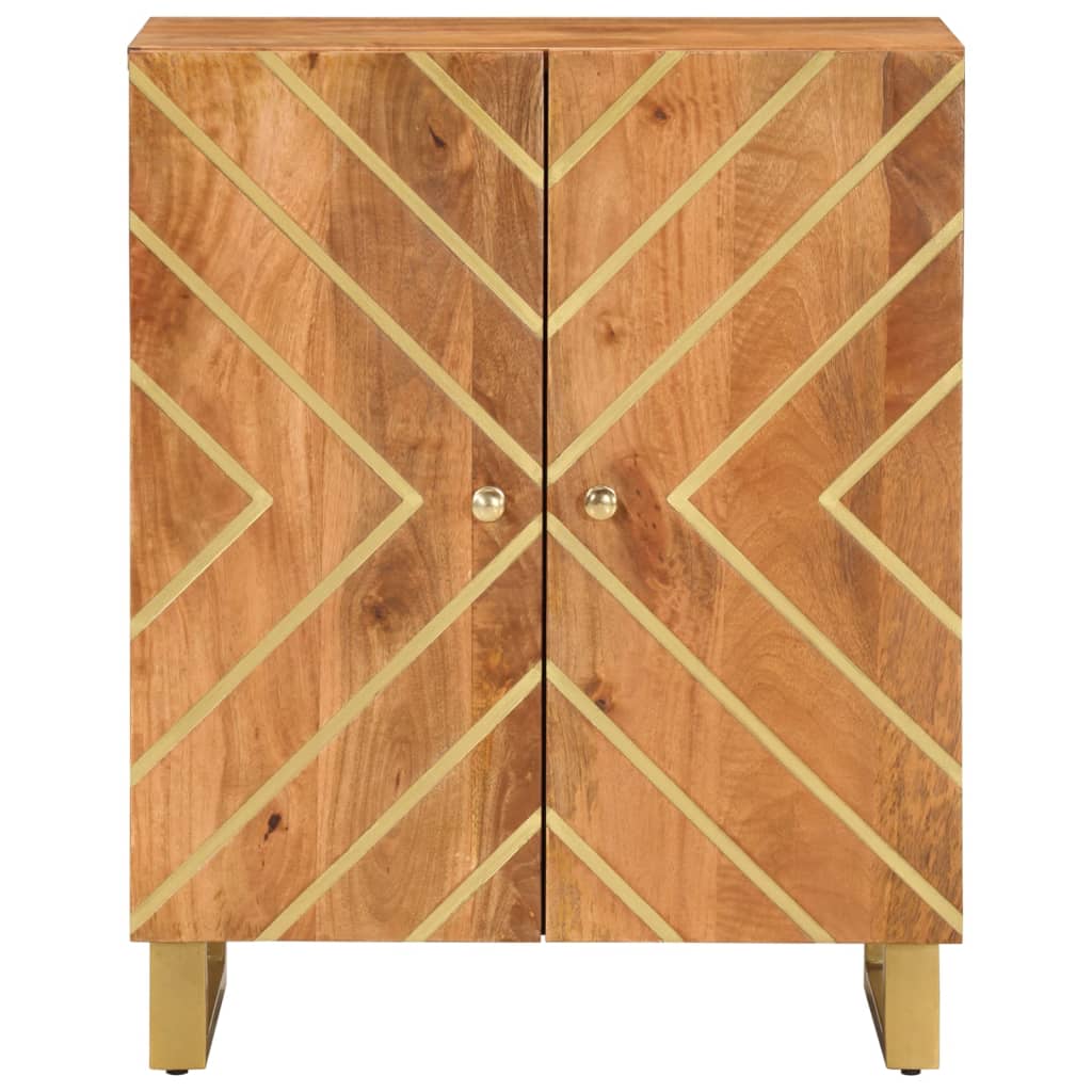 Side cabinet, brown and black, 60x33.5x75 cm solid mango wood