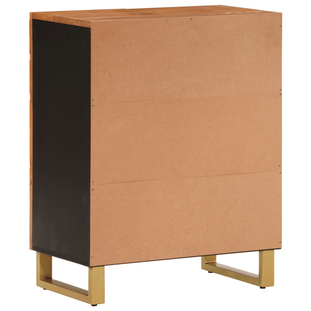 Side cabinet, brown and black, 60x33.5x75 cm solid mango wood