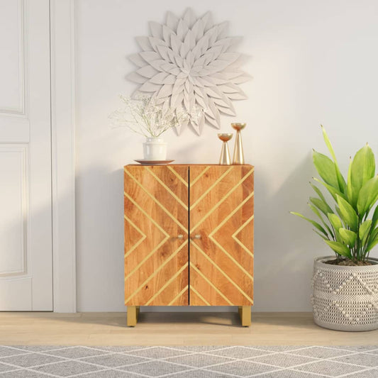 Side cabinet, brown and black, 60x33.5x75 cm solid mango wood