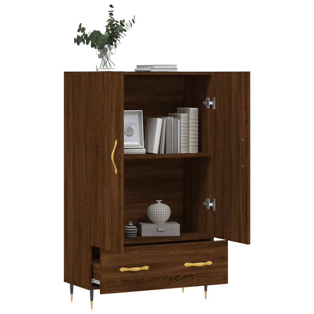 Tall cabinet, brown oak, 69.5x31x115 cm, processed wood