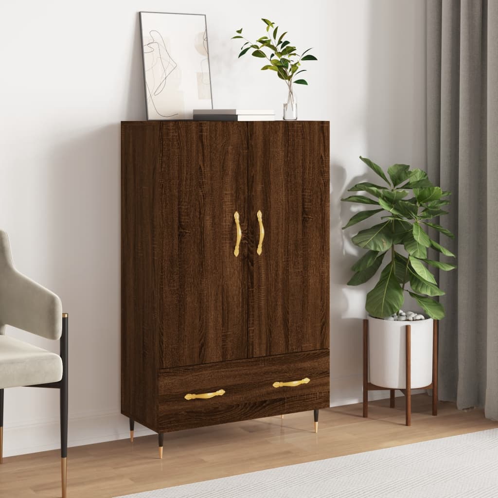 Tall cabinet, brown oak, 69.5x31x115 cm, processed wood