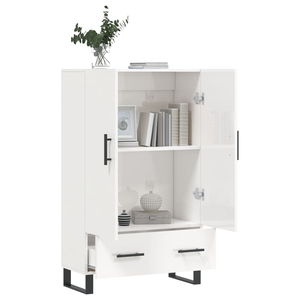 Tall cabinet, high-gloss white, 69.5x31x115 cm, engineered wood