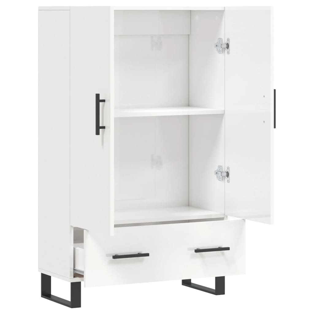 Tall cabinet, high-gloss white, 69.5x31x115 cm, engineered wood