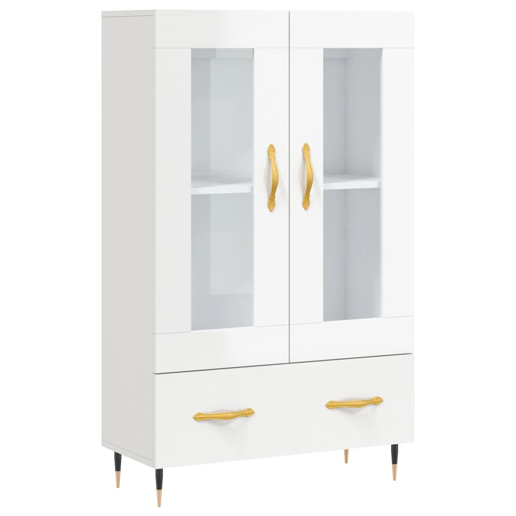 Tall cabinet, high-gloss white, 69.5x31x115 cm, engineered wood