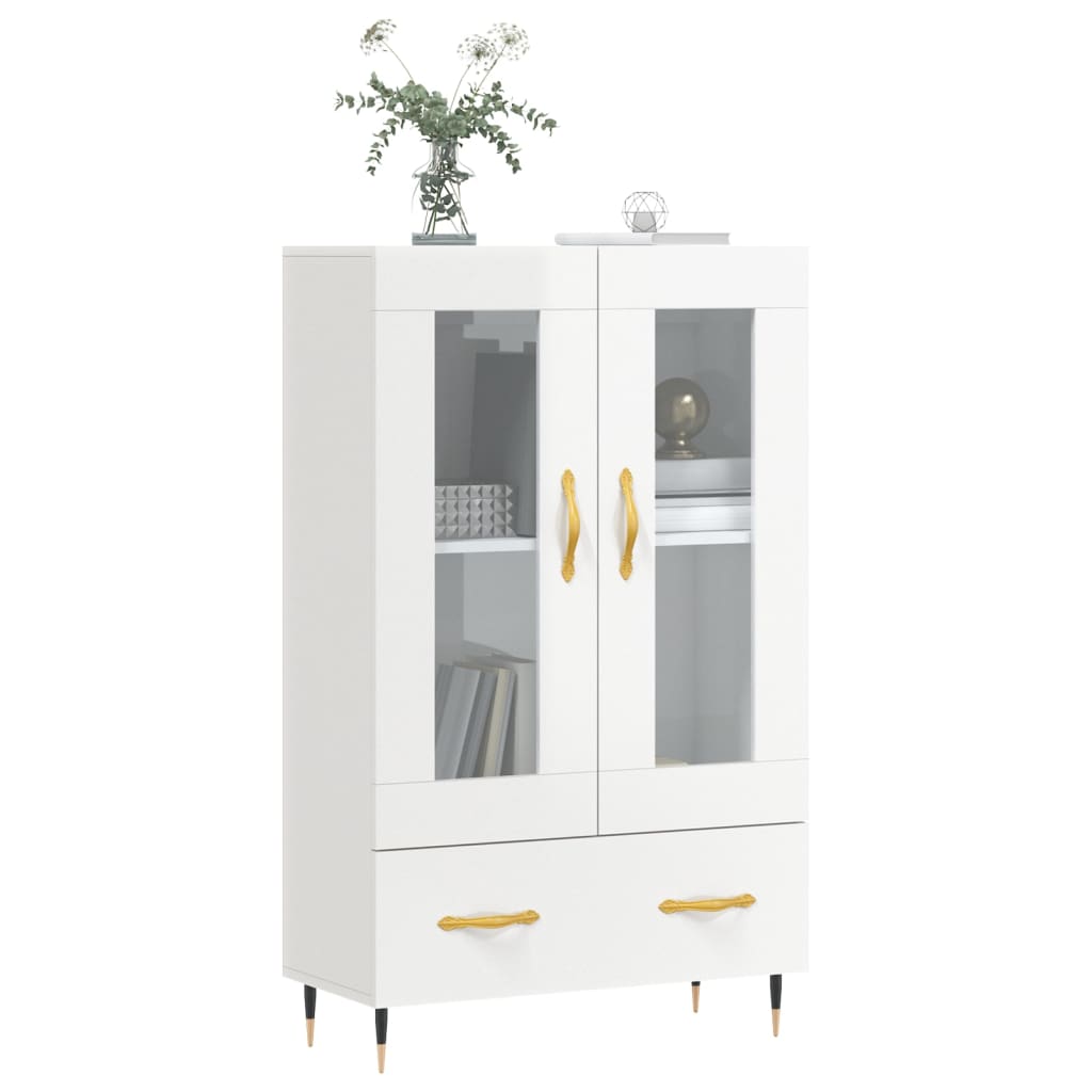 Tall cabinet, high-gloss white, 69.5x31x115 cm, engineered wood