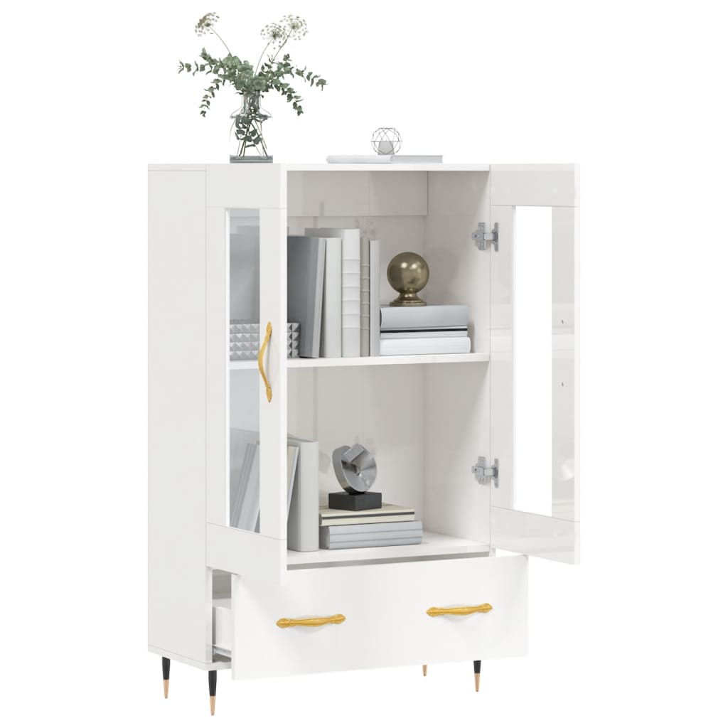 Tall cabinet, high-gloss white, 69.5x31x115 cm, engineered wood