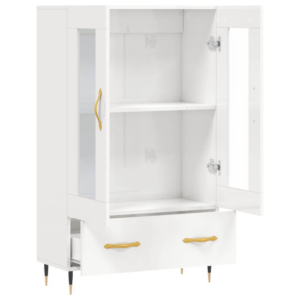 Tall cabinet, high-gloss white, 69.5x31x115 cm, engineered wood