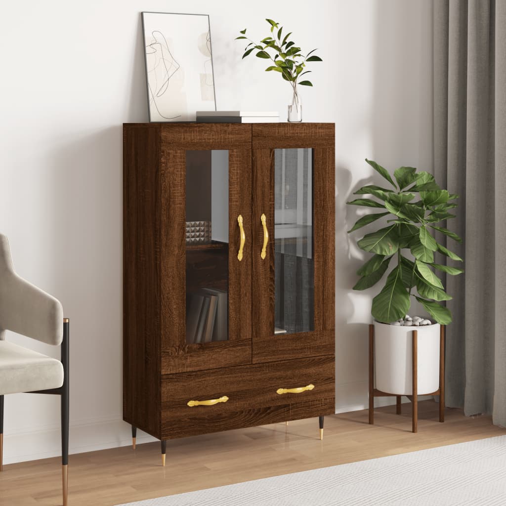 Tall cabinet, brown oak, 69.5x31x115 cm, processed wood