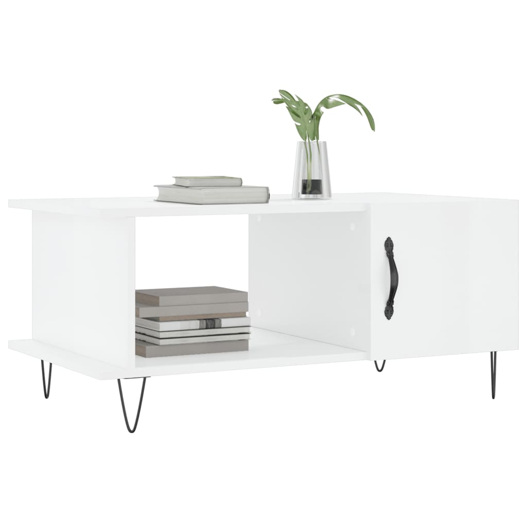 Coffee table, high-gloss white, 90x50x40 cm, composite wood