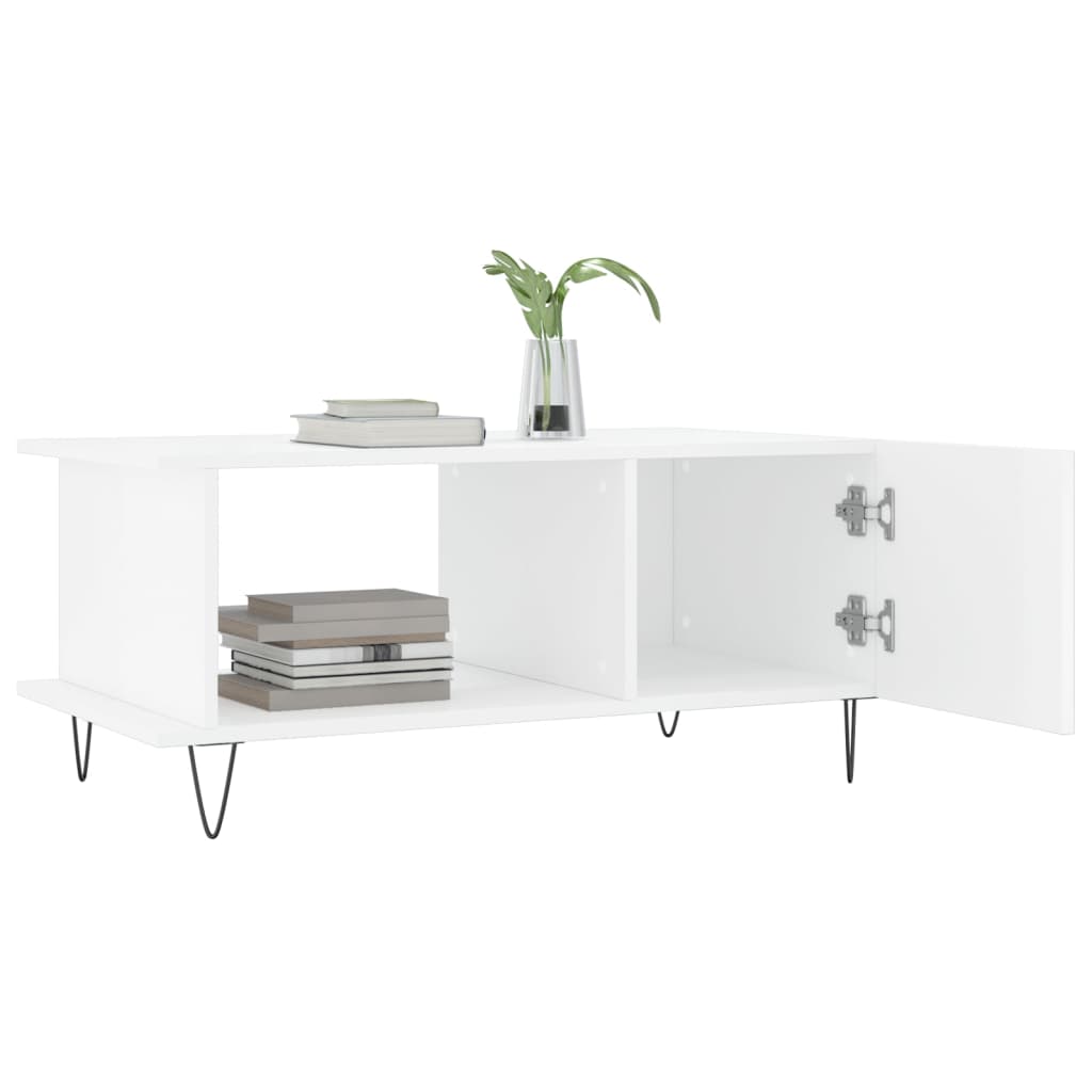 Coffee table, high-gloss white, 90x50x40 cm, composite wood