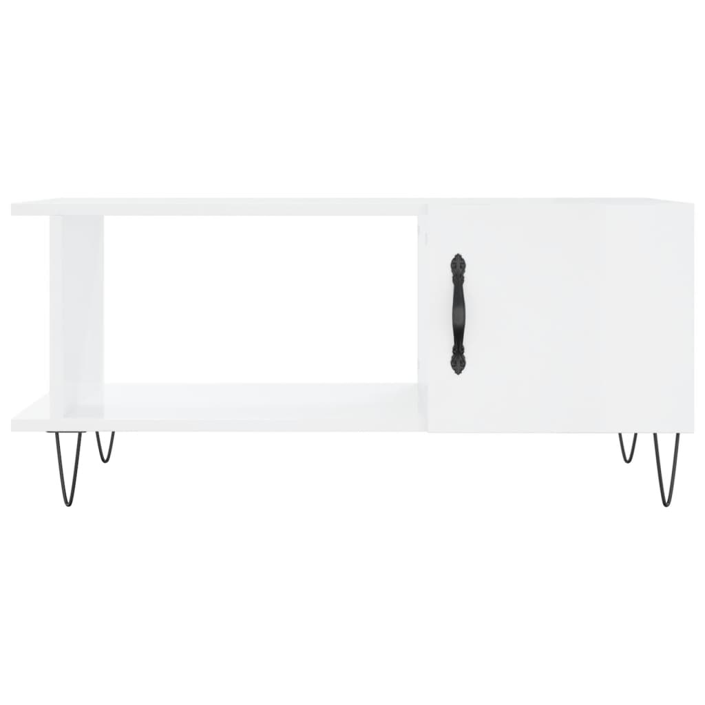 Coffee table, high-gloss white, 90x50x40 cm, composite wood