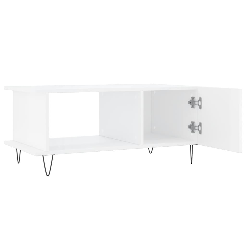 Coffee table, high-gloss white, 90x50x40 cm, composite wood