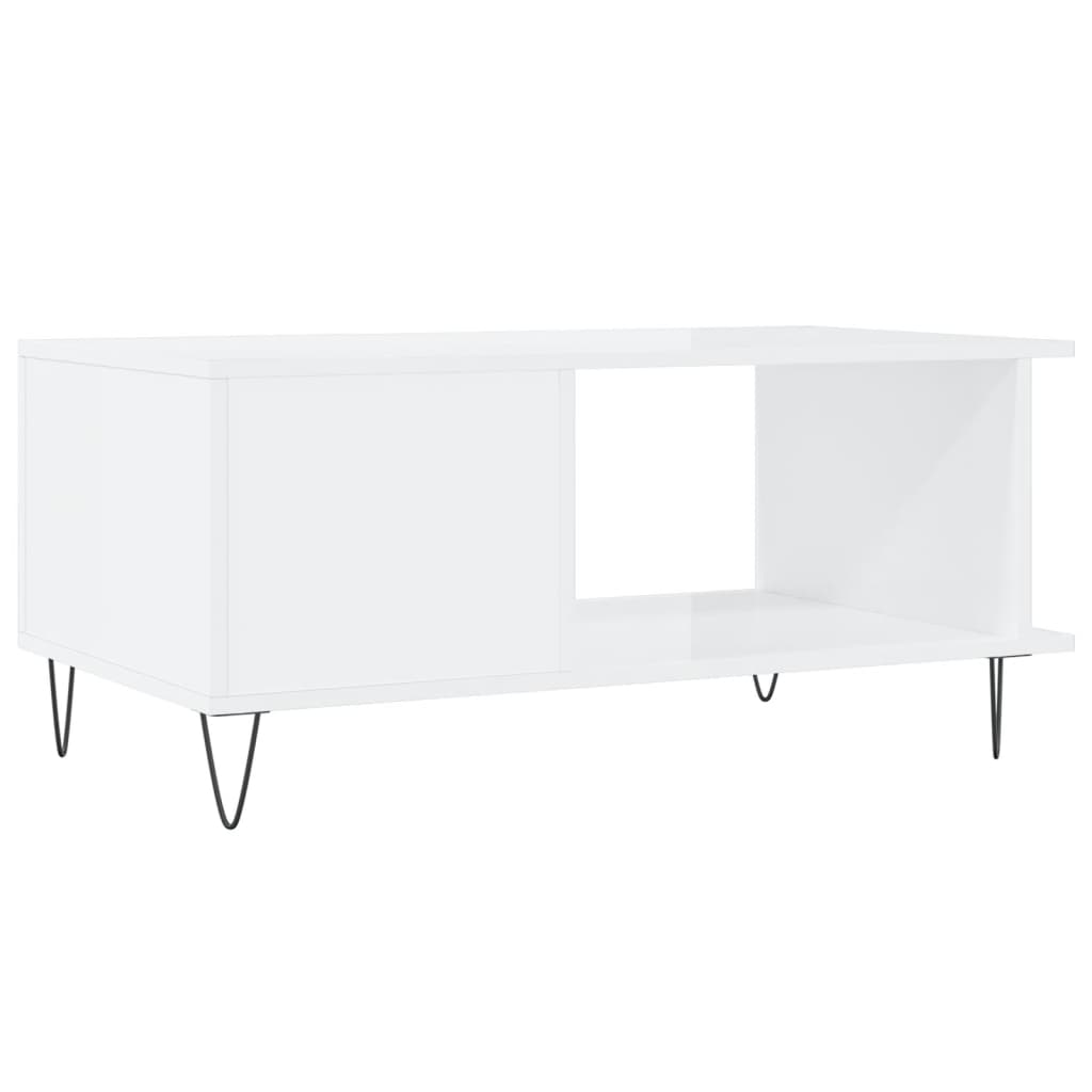 Coffee table, high-gloss white, 90x50x40 cm, composite wood