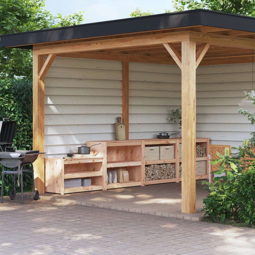 Outdoor kitchen cabinets, 3 pcs., solid pine wood