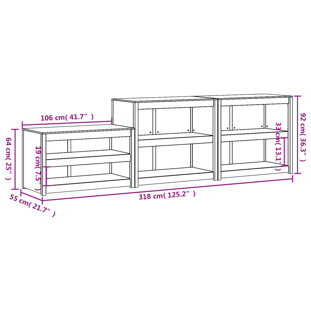 Outdoor kitchen cabinets, 3 pcs., white, solid pine wood