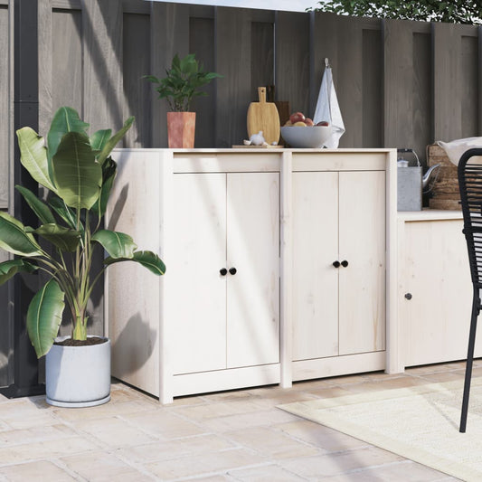 Outdoor kitchen cabinet, white, solid pine wood