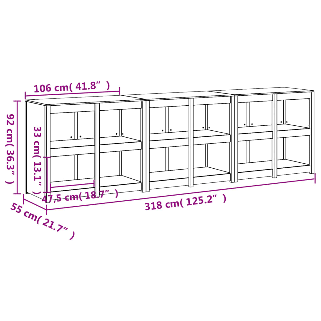 Outdoor kitchen cabinets, 3 pcs., white, solid pine wood