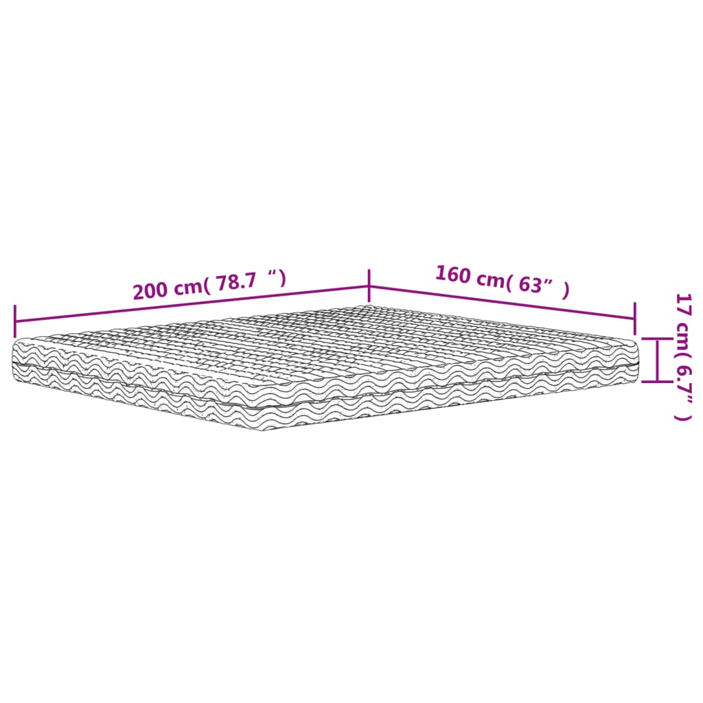 Foam mattress, white, 160x200 cm, hardness H2 H3