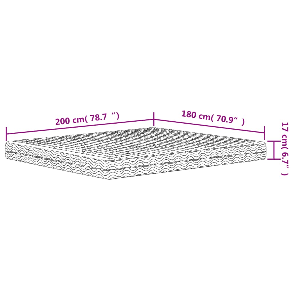 Foam mattress, white, 180x200 cm, hardness H2 H3