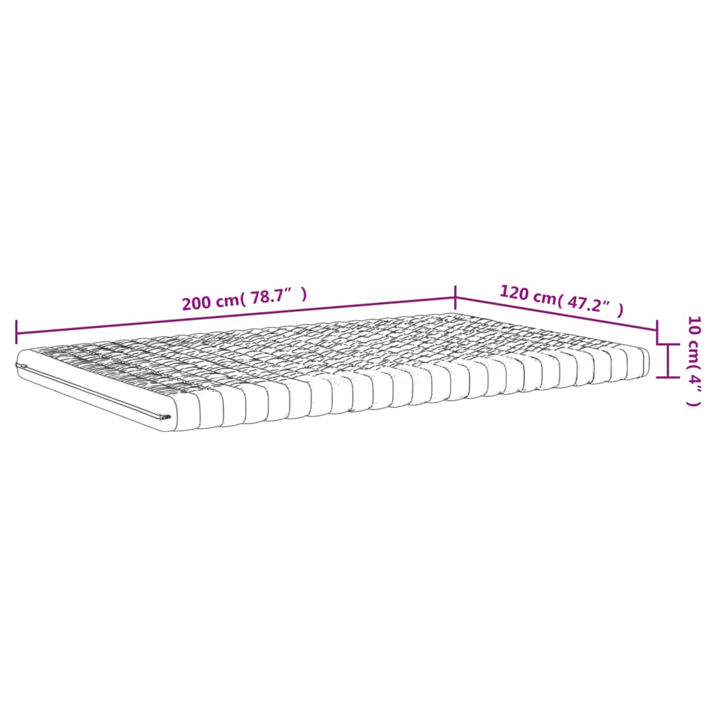 Foam mattress, white, 120x200 cm, 7-zone hardness 20 ILD