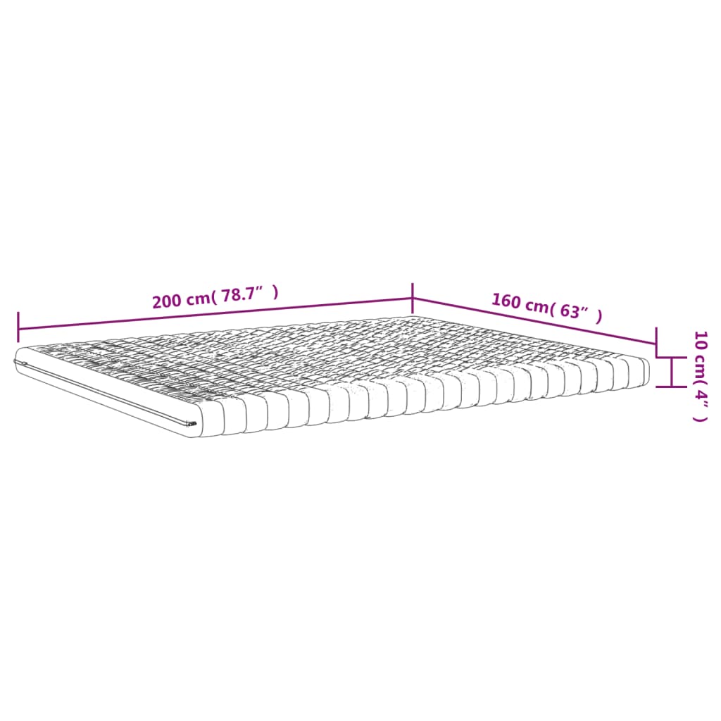 Foam mattress, white, 160x200 cm, 7 zones, hardness 20 ILD