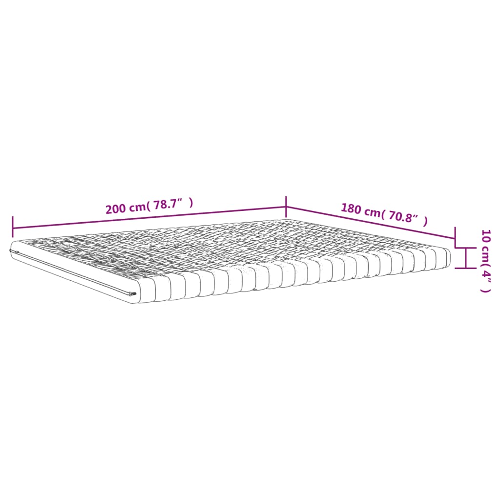 Foam mattress, white, 180x200 cm, 7 zones, hardness 20 ILD