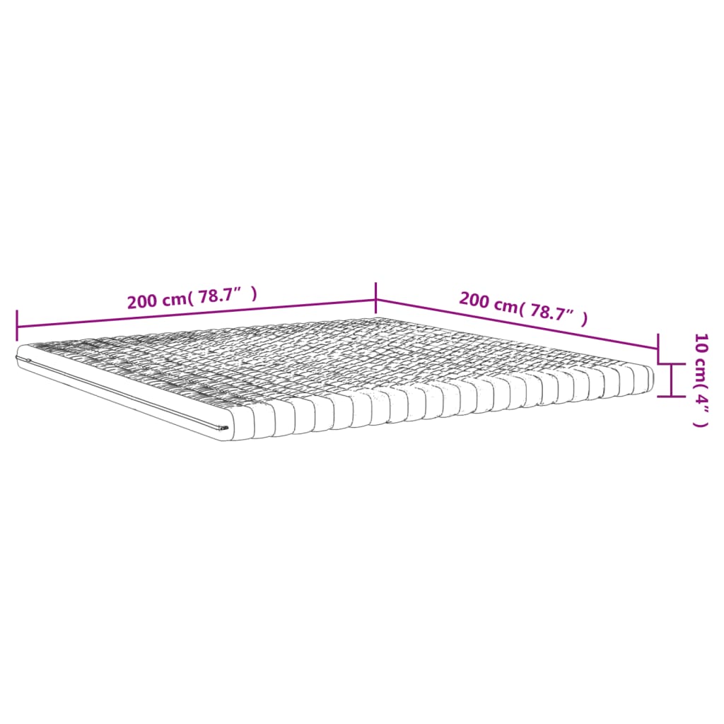 Foam mattress, white, 200x200 cm, 7 zones, hardness 20 ILD