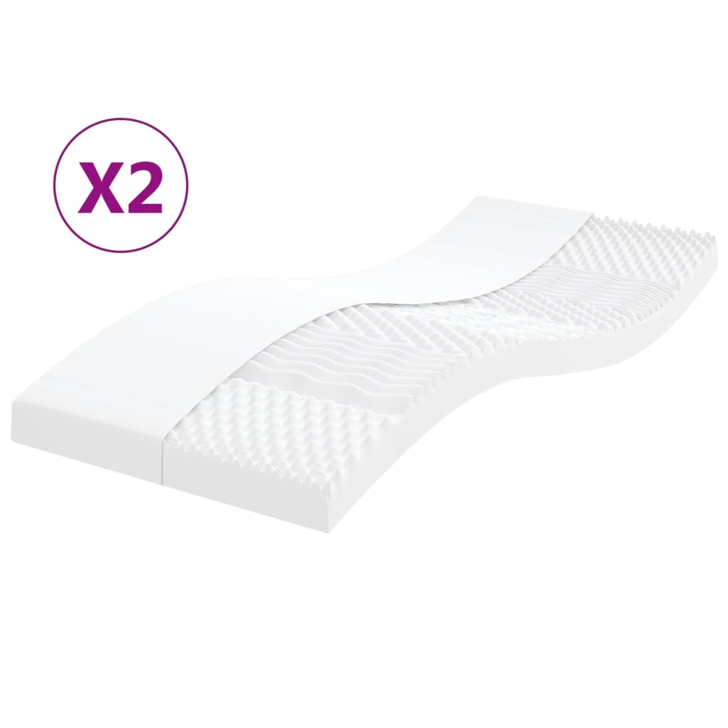 Foam mattresses, 2 pcs. white 80x200 cm, 7 hardness zones 20 ILD