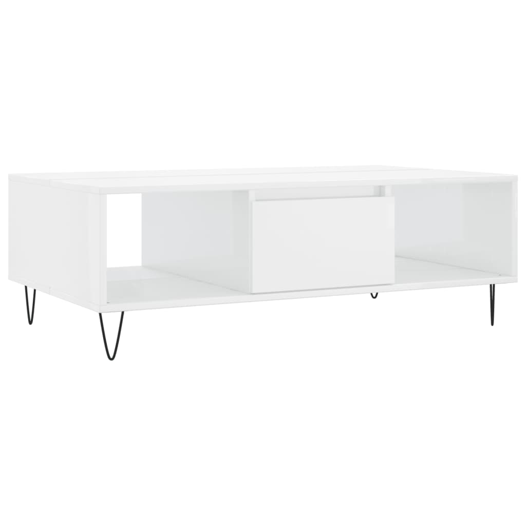 Coffee table, high-gloss white, 104x60x35 cm, composite wood