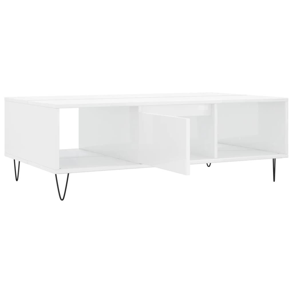 Coffee table, high-gloss white, 104x60x35 cm, composite wood