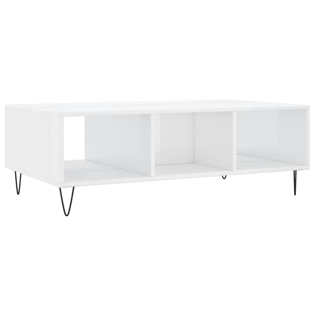 Coffee table, high-gloss white, 104x60x35 cm, composite wood