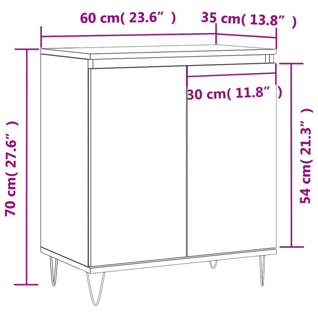 Sideboard, sonoma oak, 60x35x70 cm, processed wood