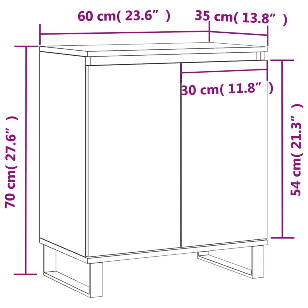 Servantă, gri beton, 60x35x70 cm, lemn prelucrat