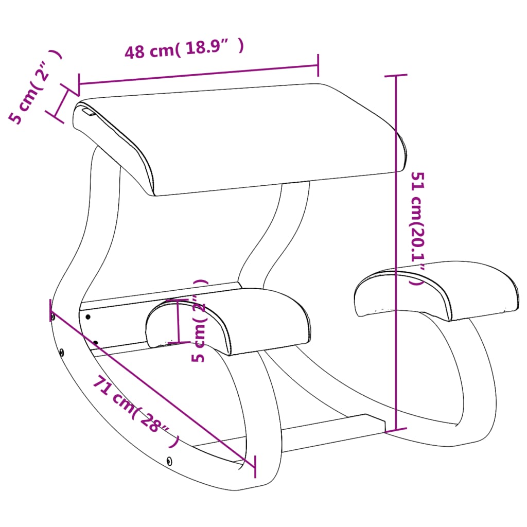 Kneeling chair, brown, 48x71x51 cm birch plywood