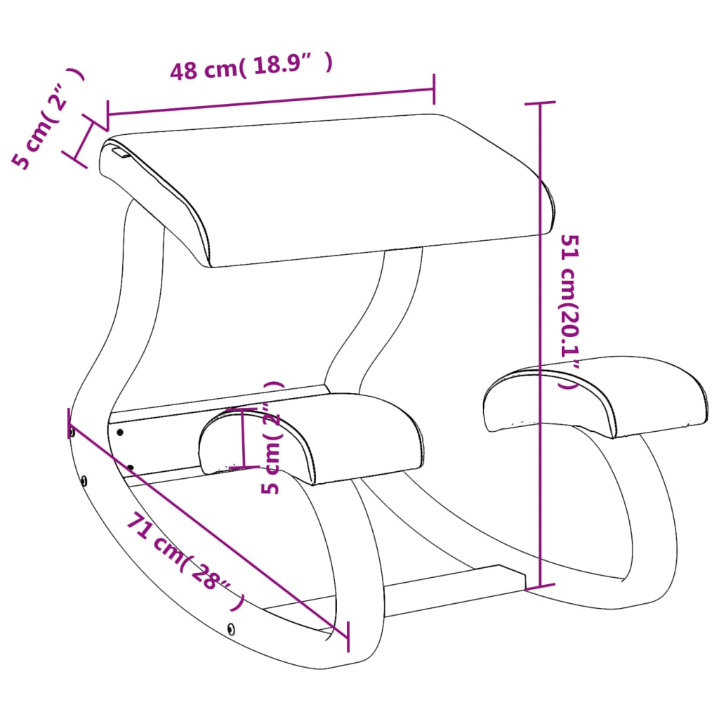 Black kneeling chair 48x71x51 cm birch plywood