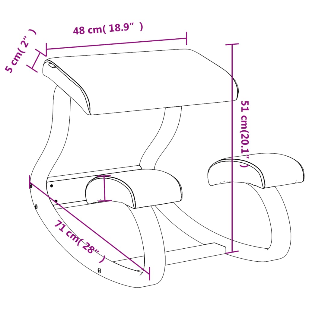 Kneeling chair, cream, 48x71x51 cm, birch plywood