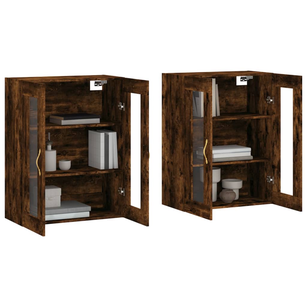 Wall cabinets, 2 pcs., smoked oak, engineered wood