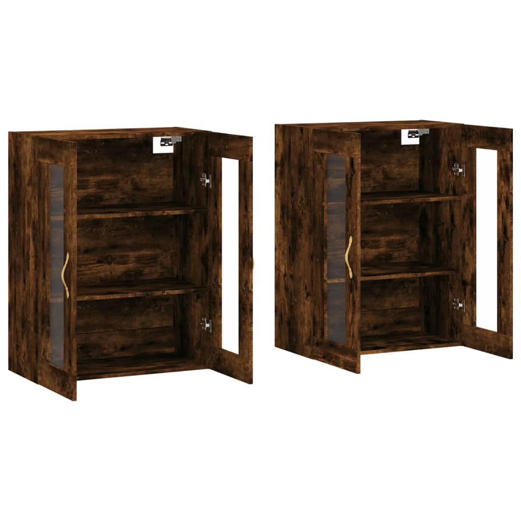 Wall cabinets, 2 pcs., smoked oak, engineered wood