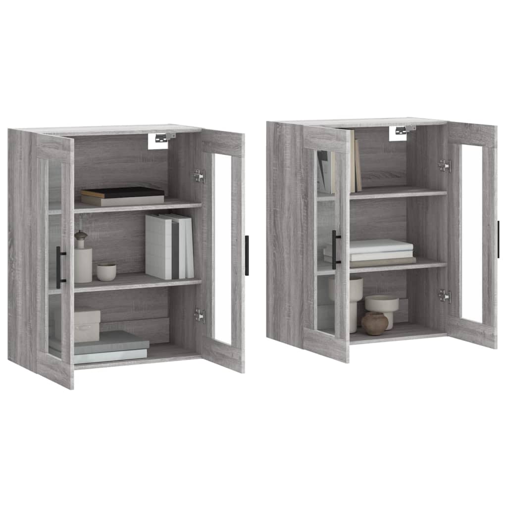 Wall-mounted cabinets, 2 pcs, Sonoma gray, engineered wood