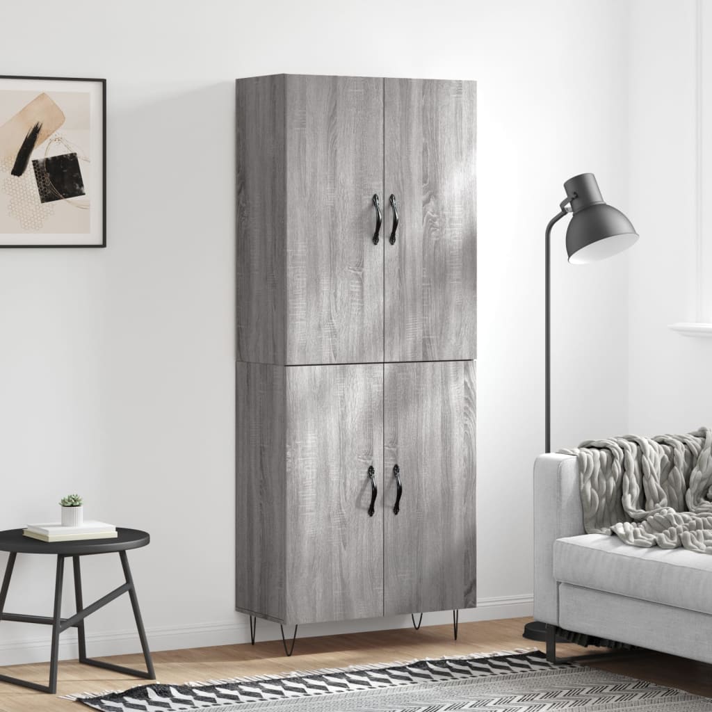 Tall cabinet, sonoma gray, 69.5x34x180 cm, composite wood