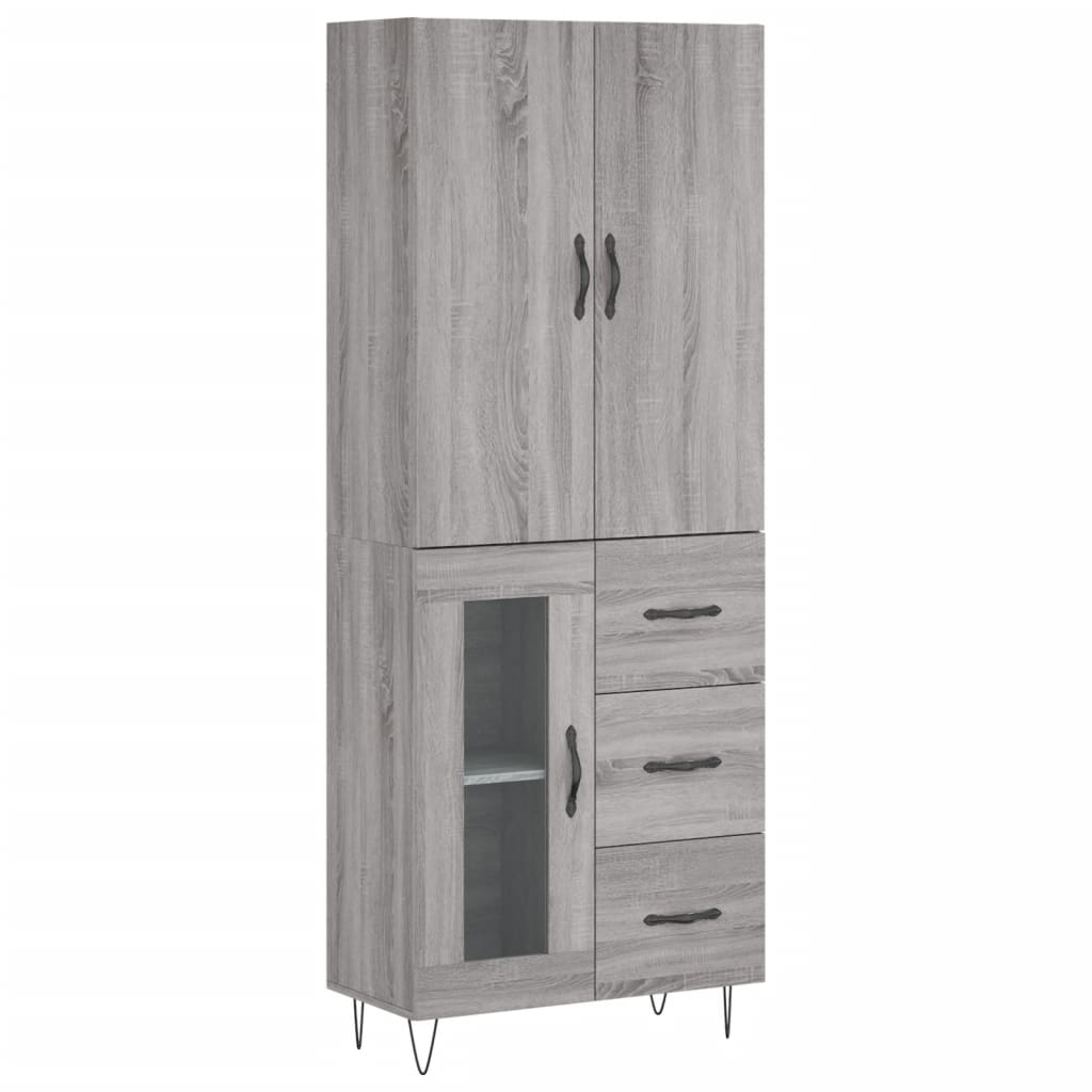 Tall cabinet, sonoma gray, 69.5x34x180 cm, composite wood