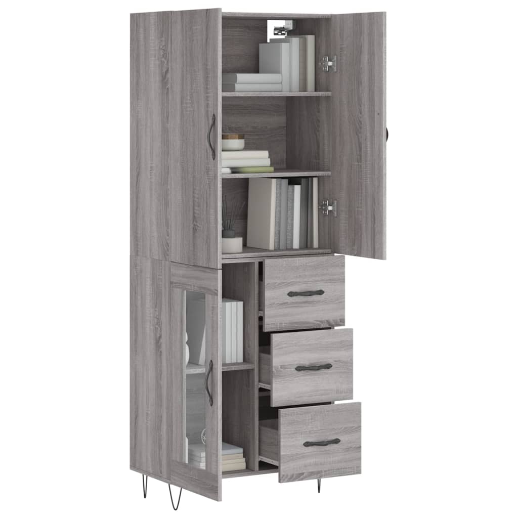 Tall cabinet, sonoma gray, 69.5x34x180 cm, composite wood