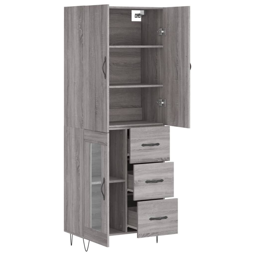 Tall cabinet, sonoma gray, 69.5x34x180 cm, composite wood