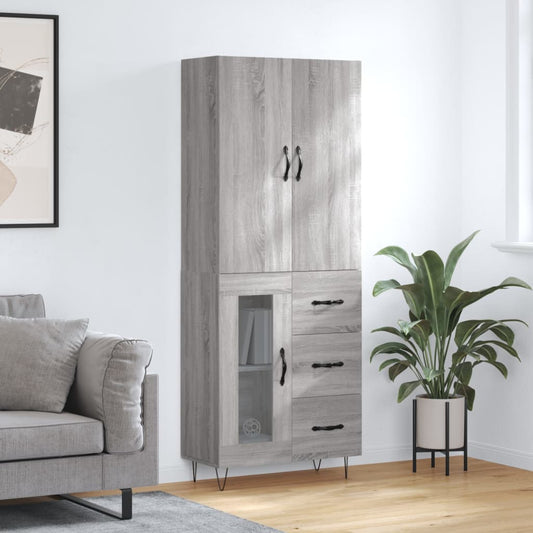 Tall cabinet, sonoma gray, 69.5x34x180 cm, composite wood