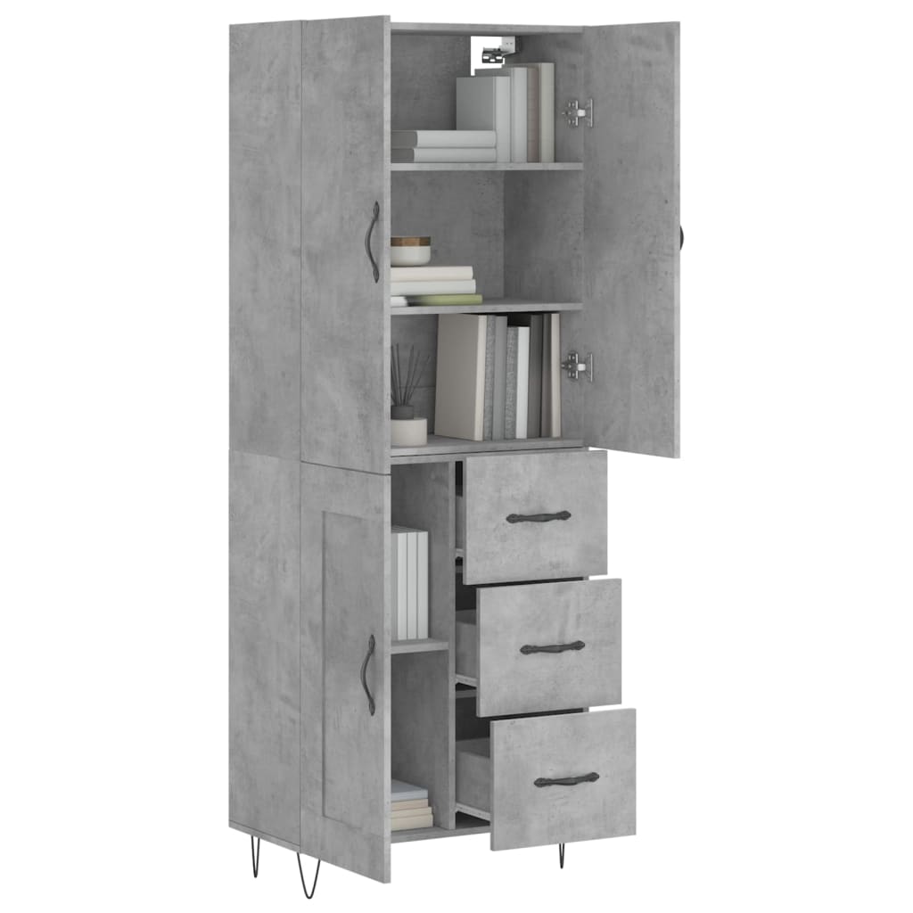 Tall cabinet, concrete gray, 69.5x34x180, composite wood