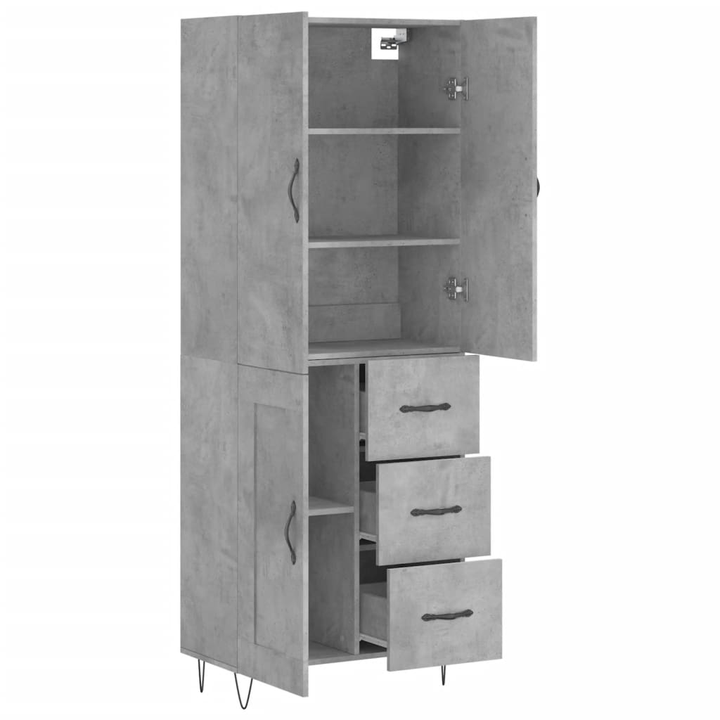 Tall cabinet, concrete gray, 69.5x34x180, composite wood