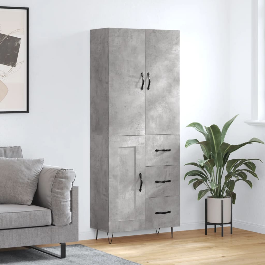 Tall cabinet, concrete gray, 69.5x34x180, composite wood