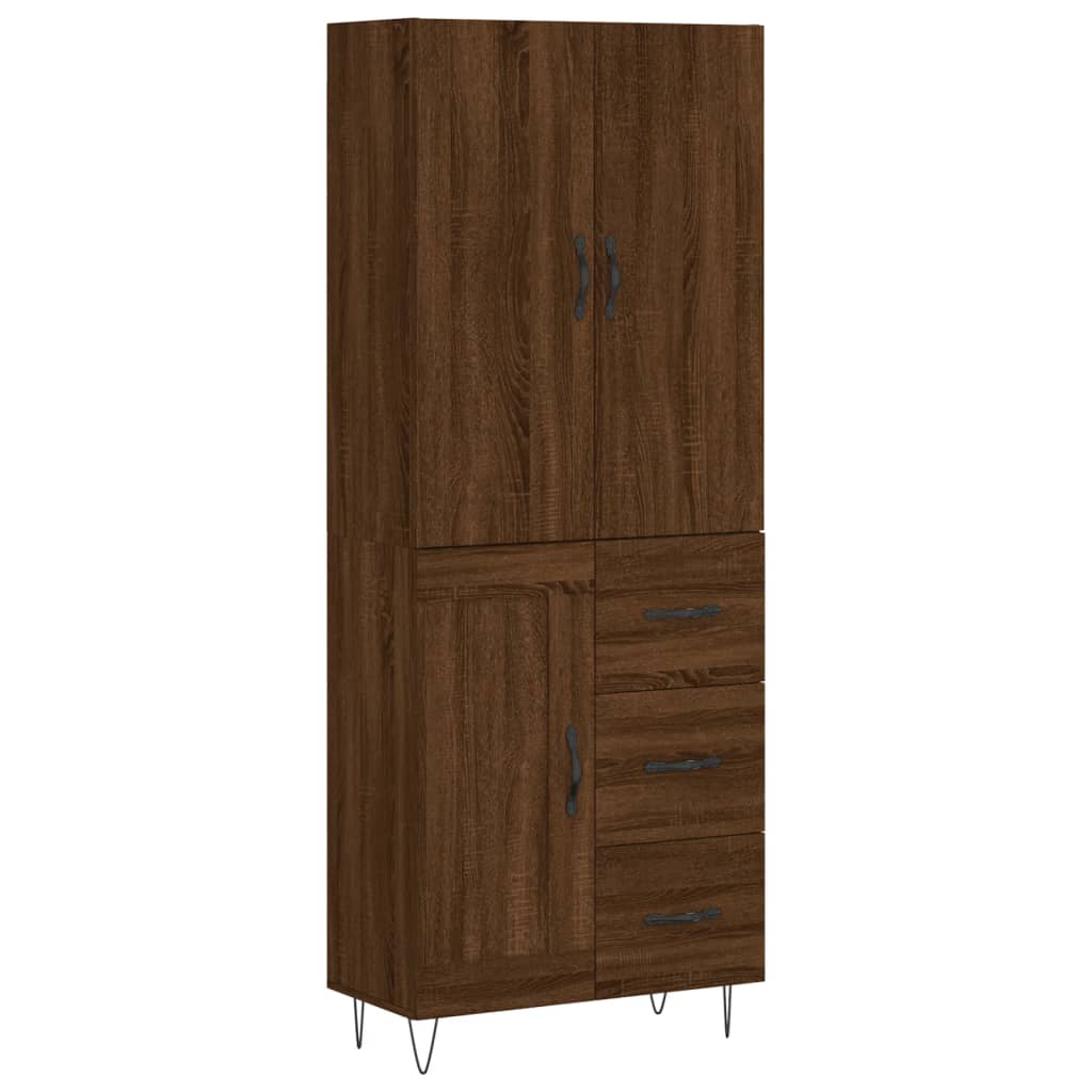 Tall cabinet, brown oak, 69.5x34x180 cm, composite wood