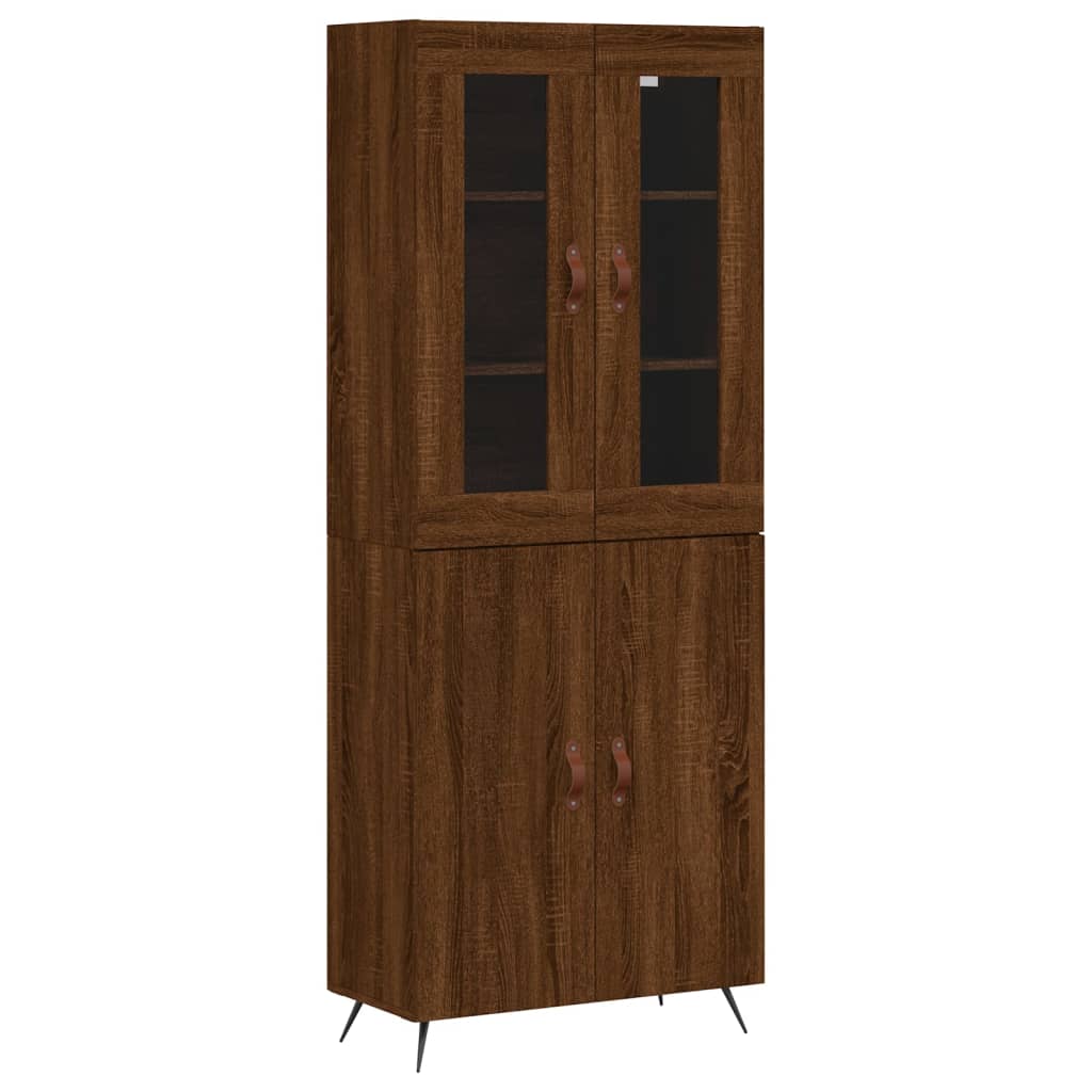 Tall cabinet, brown oak, 69.5x34x180 cm, composite wood