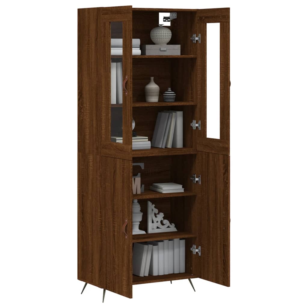 Tall cabinet, brown oak, 69.5x34x180 cm, composite wood